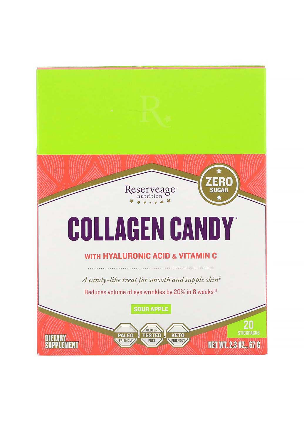 Коллаген Collagen Candy 20 пакетиков 67 г Reserveage Nutrition (256931188)