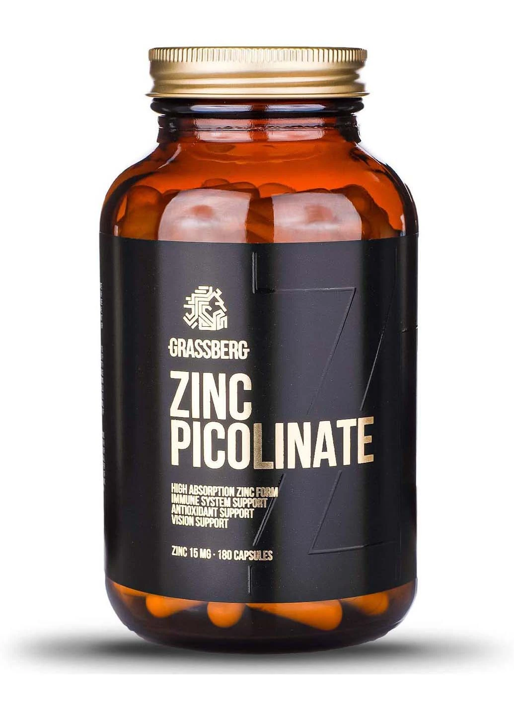 Цинк піколінат Zinc Picolinate 15 мг 180 капсул Grassberg (256932512)