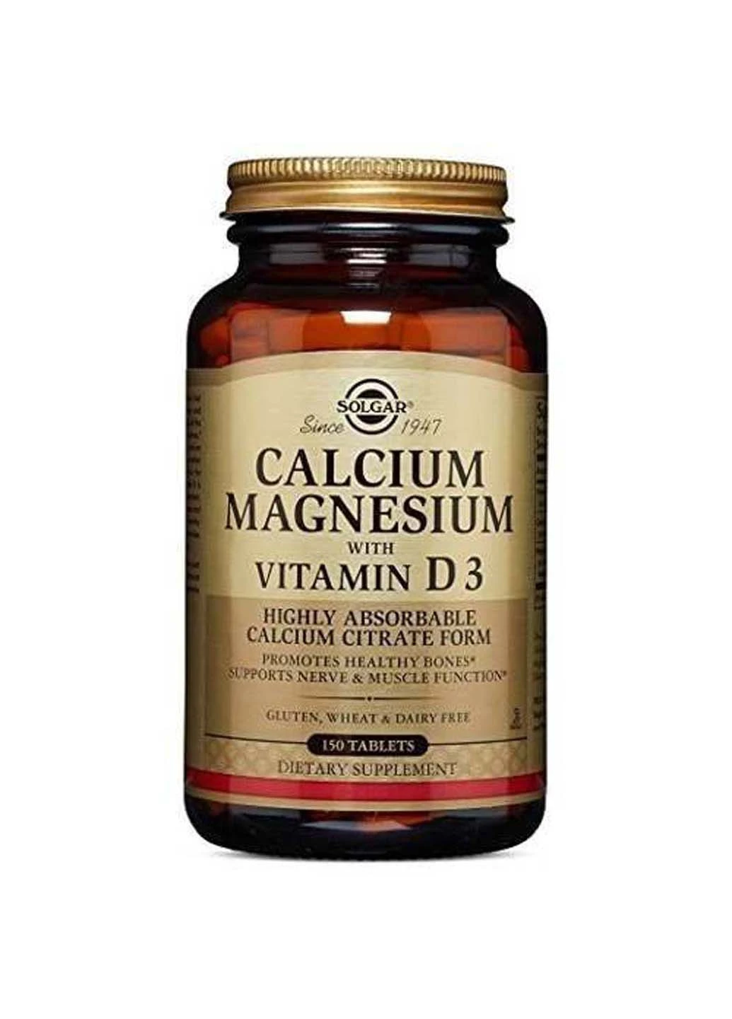 Кальцій та магній з вітаміном Д3 Calcium Magnesium D3 150 таблеток Solgar (256930649)
