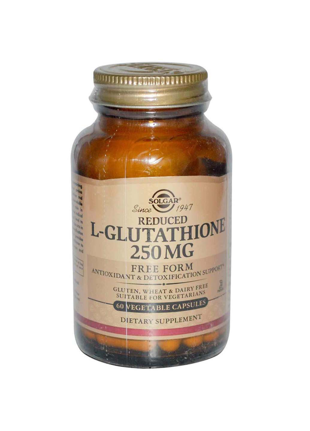 Глутатион L-Glutathione пониженный 250 мг 60 капсул Solgar (256931204)