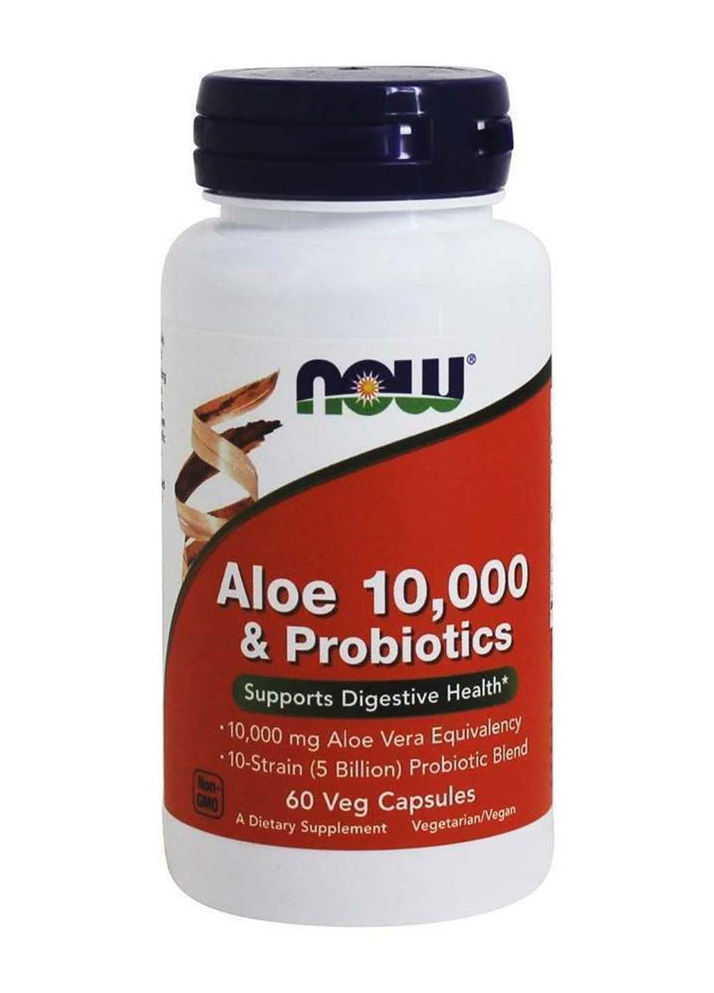 Алоэ вера 10000 и пробиотики 60 вегетарианских капсул Now Foods (256932288)