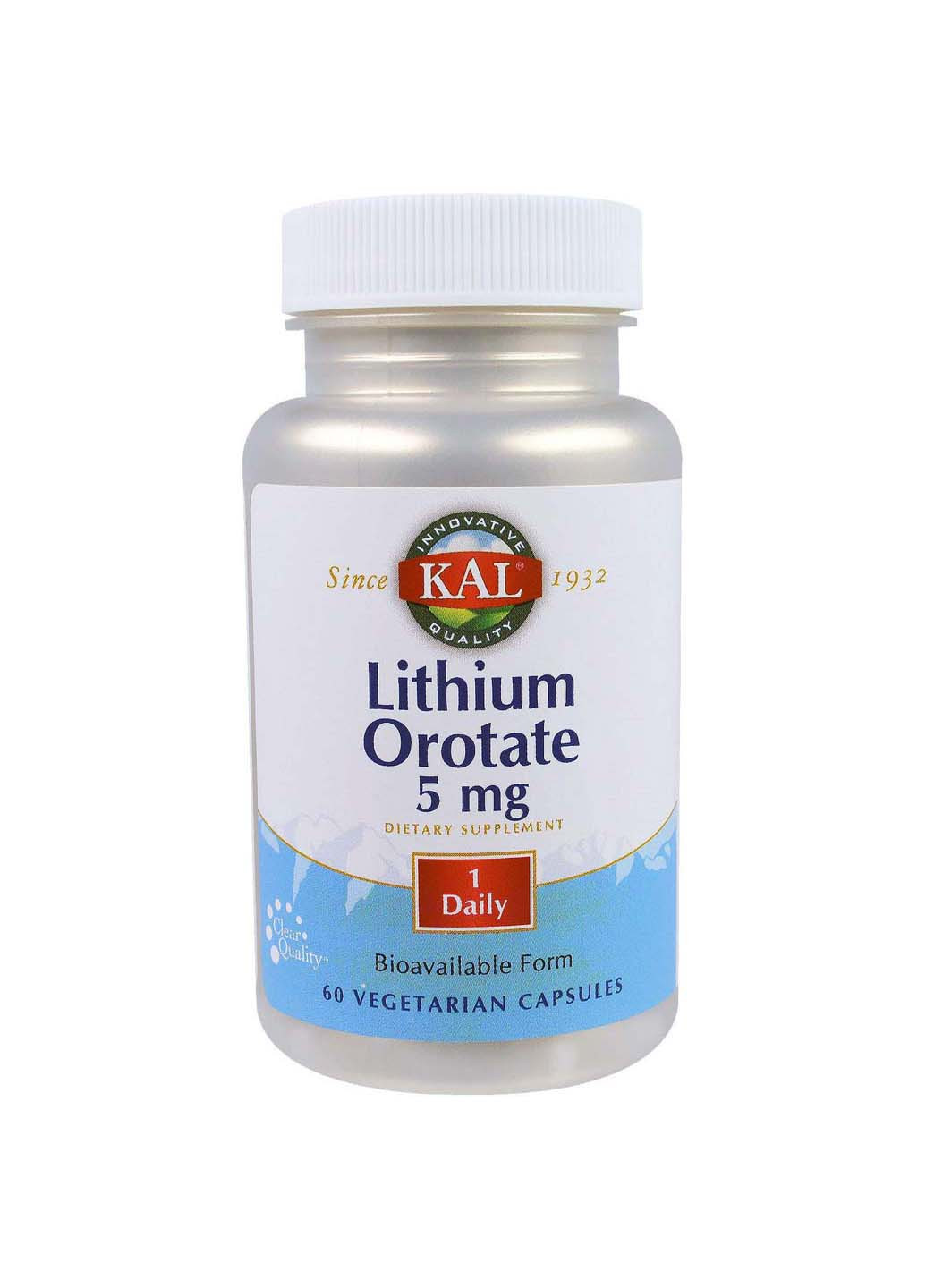 Літій Lithium Orotate 5 мг 60 капсул KAL (256932498)