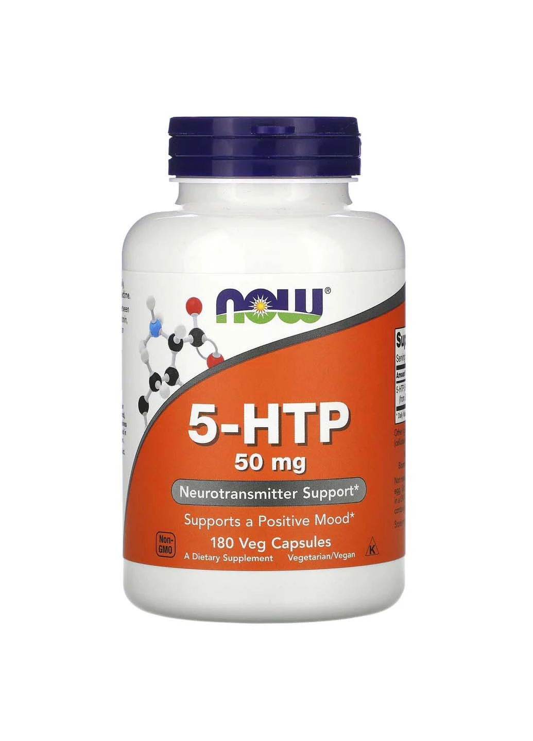 5-HTP 5-гідрокситриптофан 50 мг 180 вегетаріанських капсул Now Foods (256932222)