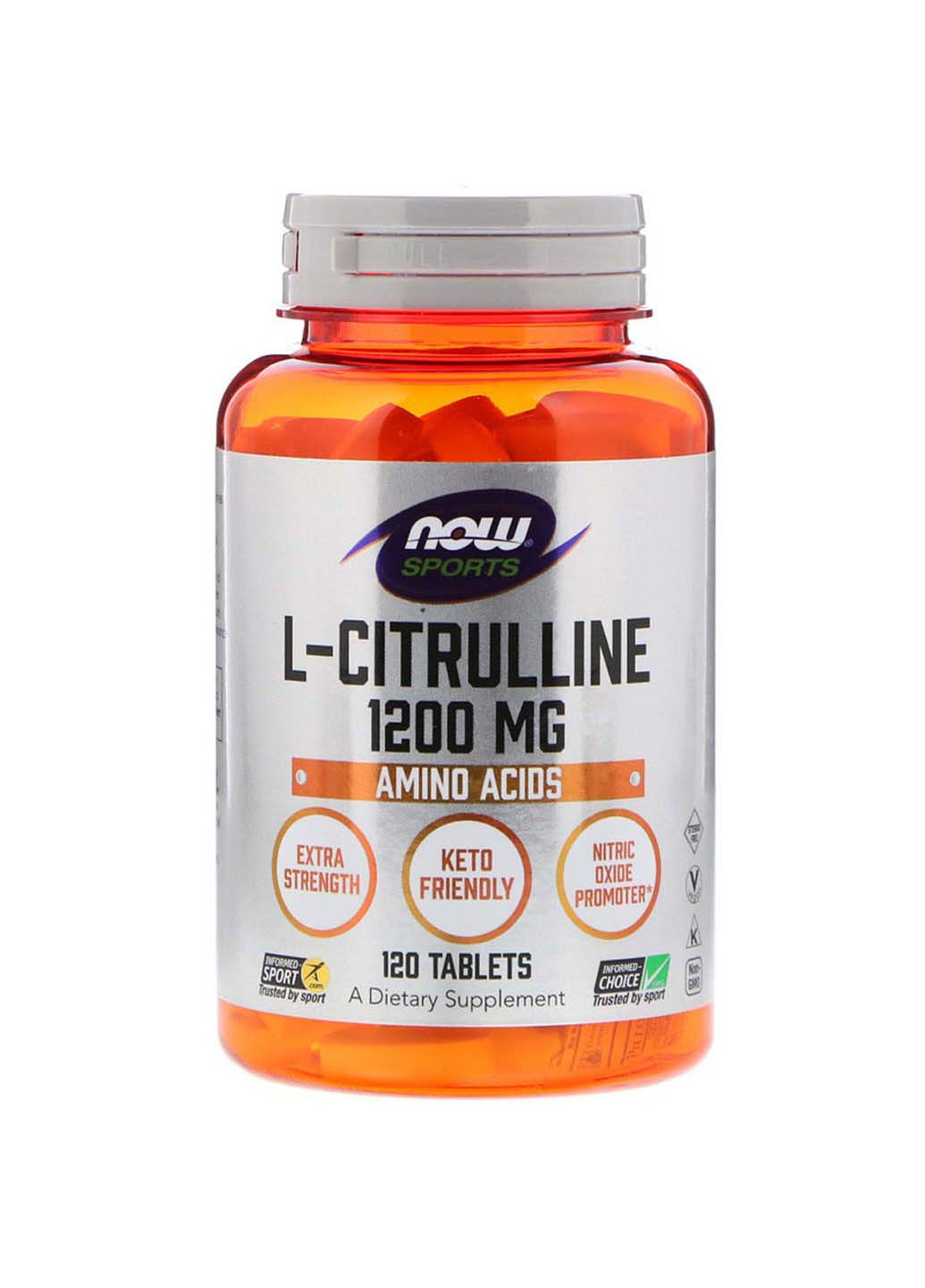 Цитруллин L-Citrulline Sports 1200 мг 120 таблеток Now Foods (256931425)