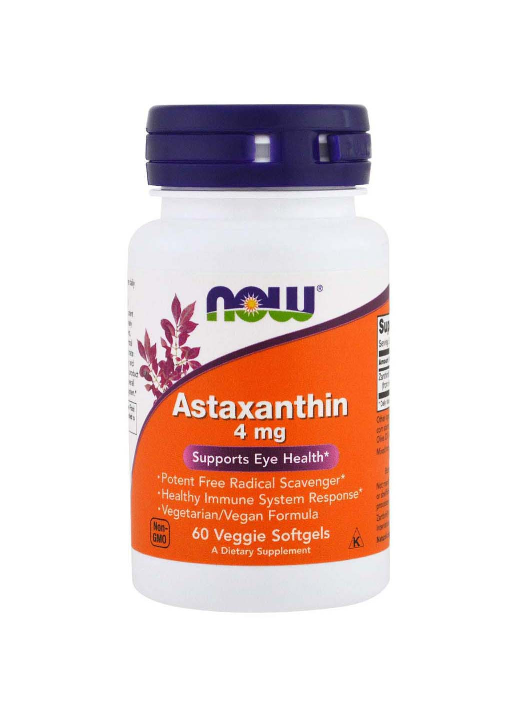 Астаксантин 4 мг 60 капсул Now Foods (256932387)