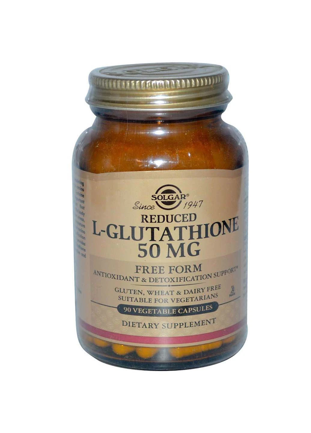 Глутатіон Reduced L-Glutathione знижений 50 мг 90 капсул Solgar (256932143)