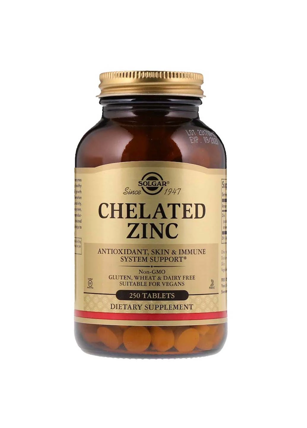 Хелат цинку Chelated Zinc 250 таблеток Solgar (256931261)