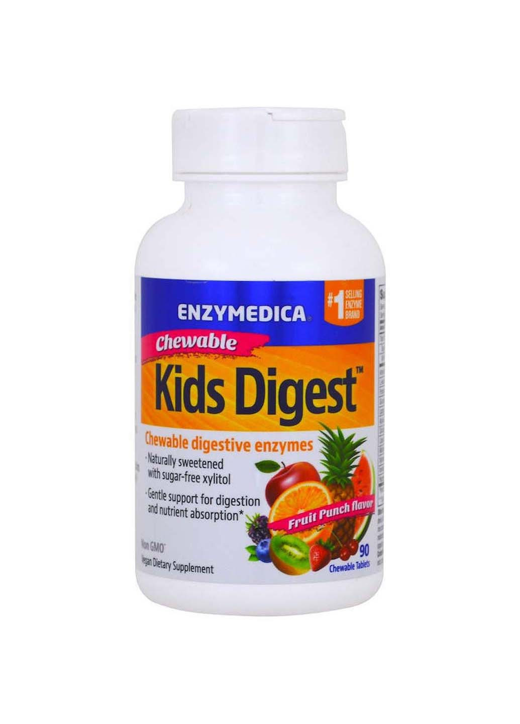 Пищеварительные ферменты для детей Kids Digest фруктовый вкус для веганов 90 жевательных таблеток Enzymedica (256932500)