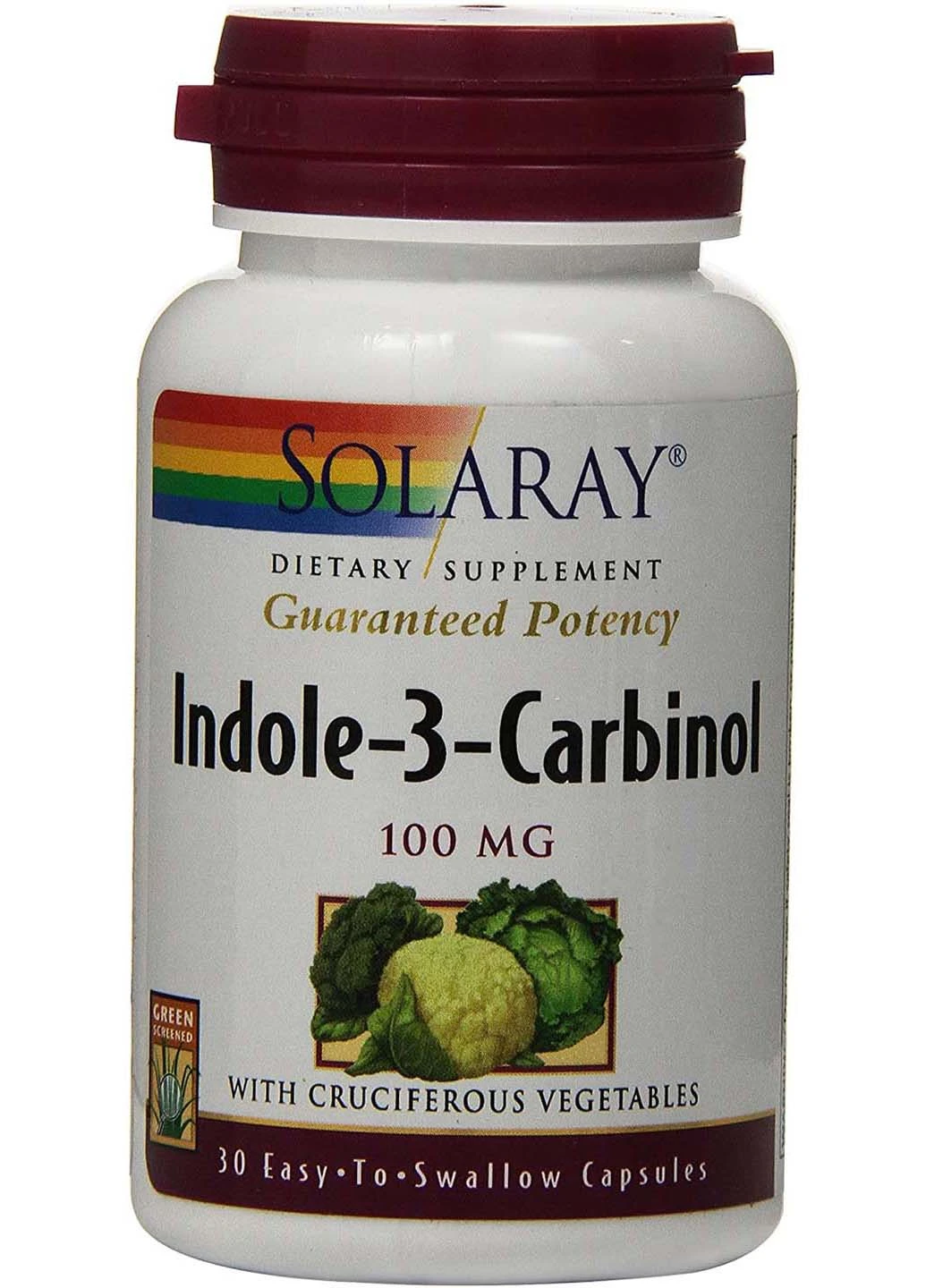 Індол-3-карбінол підтримка балансу естрогену Indole-3-Carbinol 100 мг 30 вегетаріанських капсул Solaray (256931881)