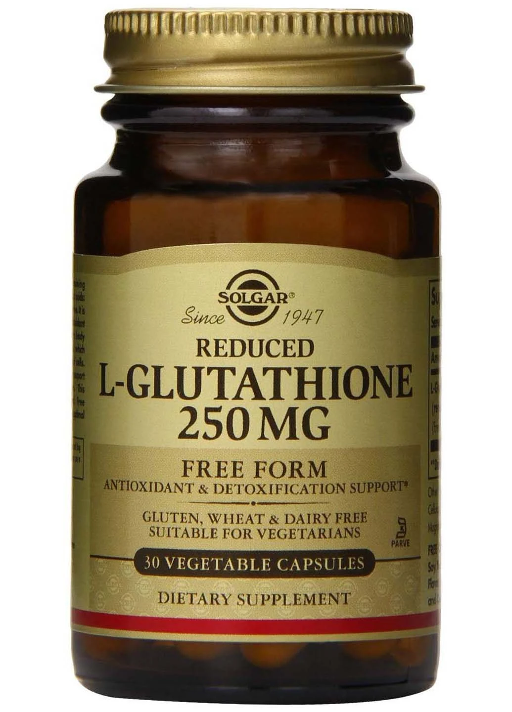 Глутатіон L-Glutathione знижений 250 мг 30 капсул Solgar (256931236)