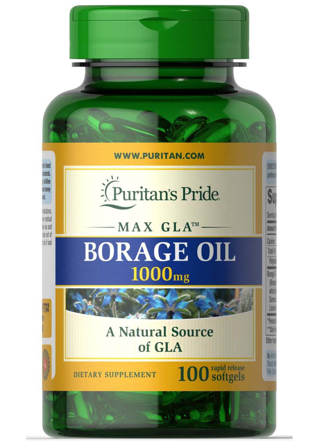 Олія огірника Borage Oil 1000 мг 100 капсул Puritans Pride (256931948)