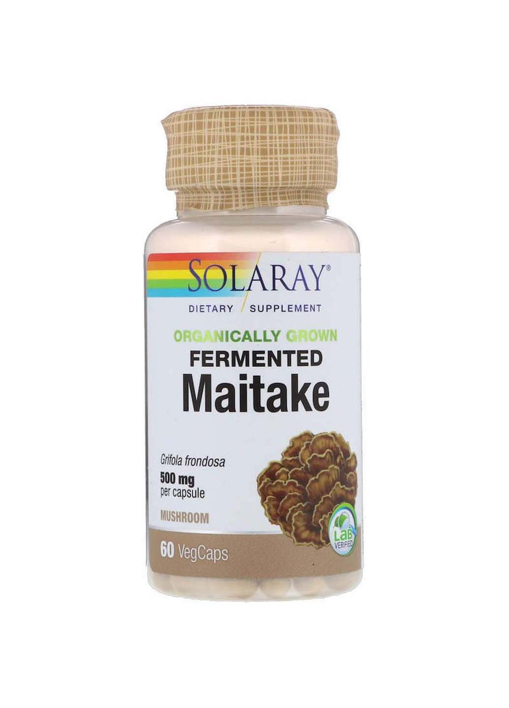 Гриби Майтаке Fermented Maitake органік ферментовані 500 мг 60 вегетаріанських капсул Solaray (256930940)