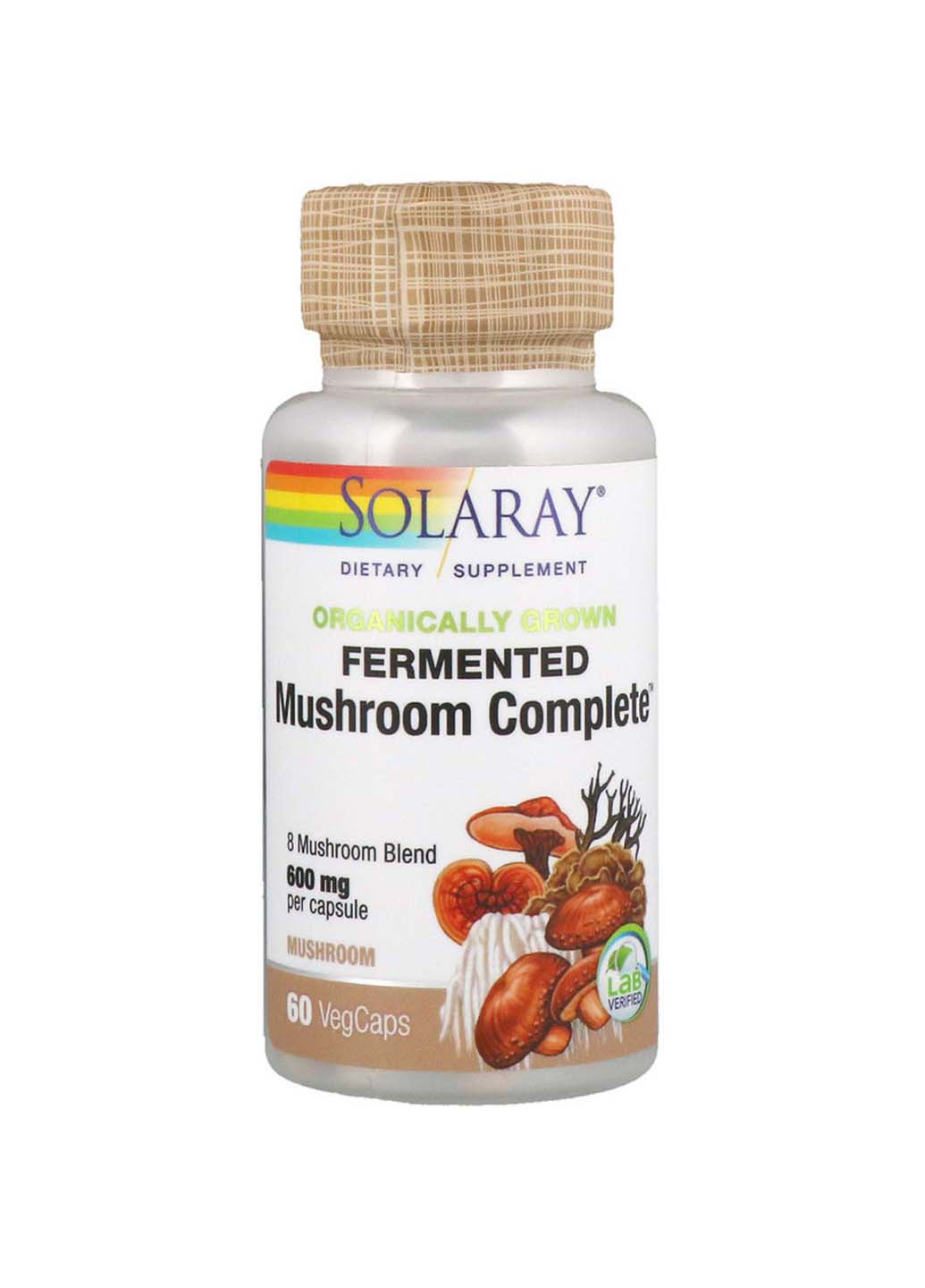 Лечебные грибы смесь Mushroom Complete органик ферментированные 600 мг 60 вегетарианских капсул Solaray (256930928)