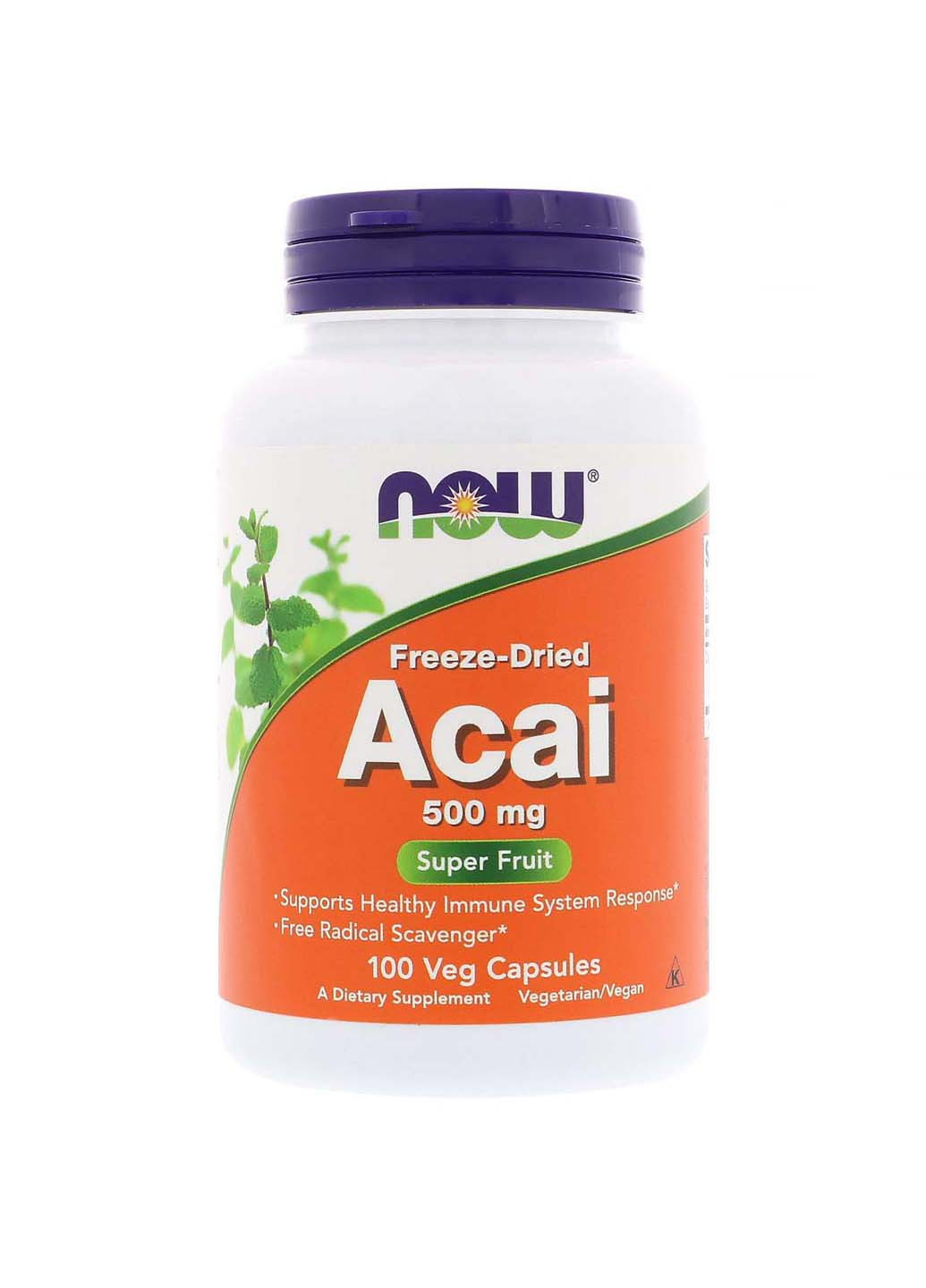 Асаи Acai сублимированные ягоды 500 мг 100 вегетарианских капсул Now Foods (256931395)