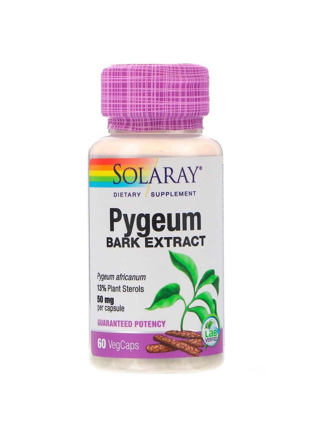 Піджеум африканська злива Pygeum Africanum екстракт 50 мг 60 капсул Solaray (256931871)