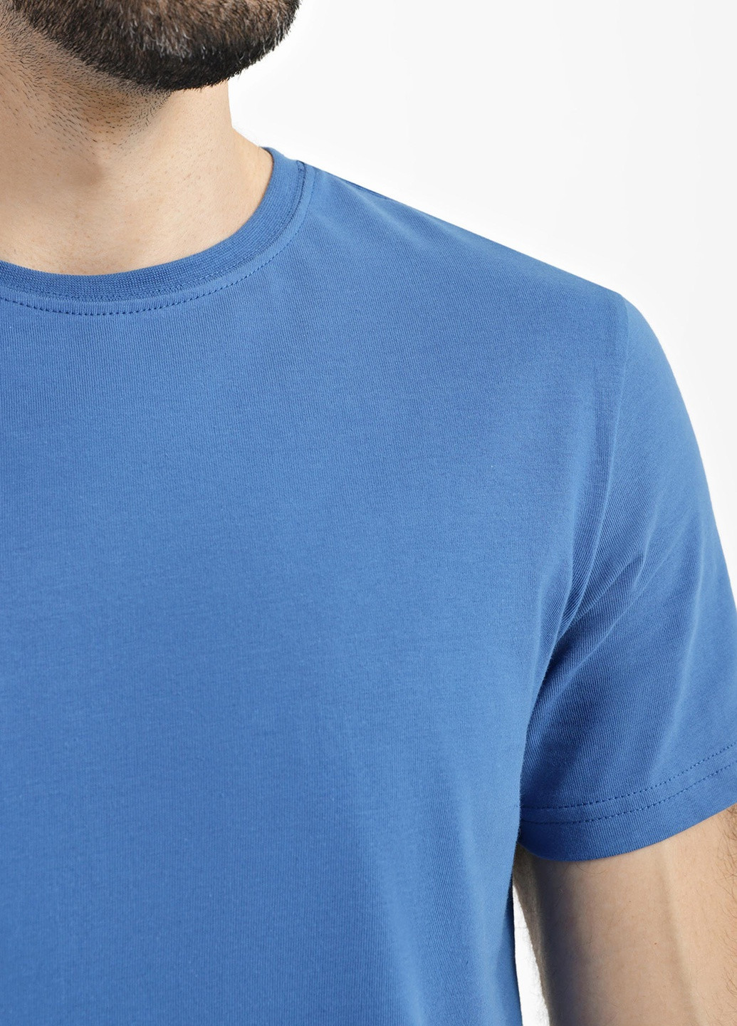 Блакитна футболка чоловіча з круглим вирізом Роза