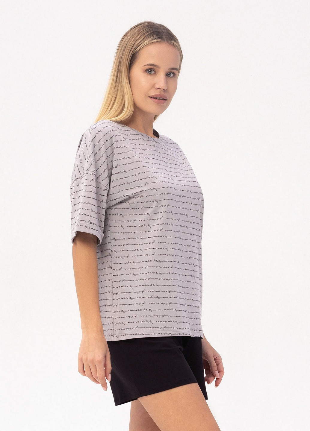 Сіра всесезон піжама жіноча (футболка+шорти) Roksana 1444