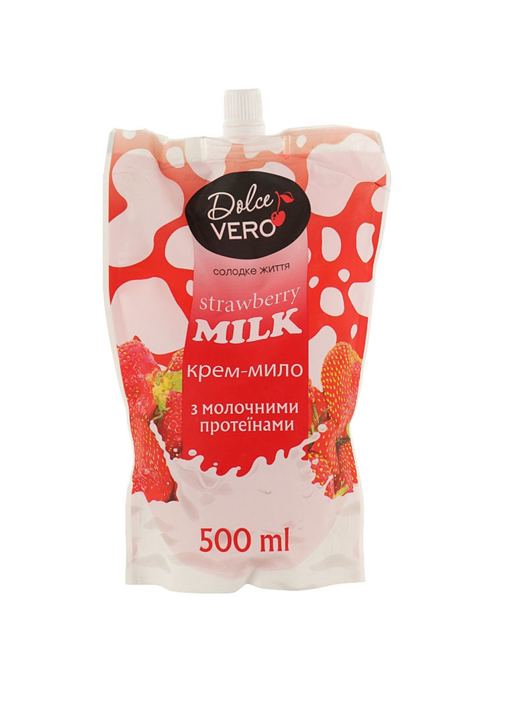 Крем-мило ТМ doy-pack STRAWBERRY MILK з молочними протеїнами 500 мл Dolce Vero 4820091146953 (256913773)