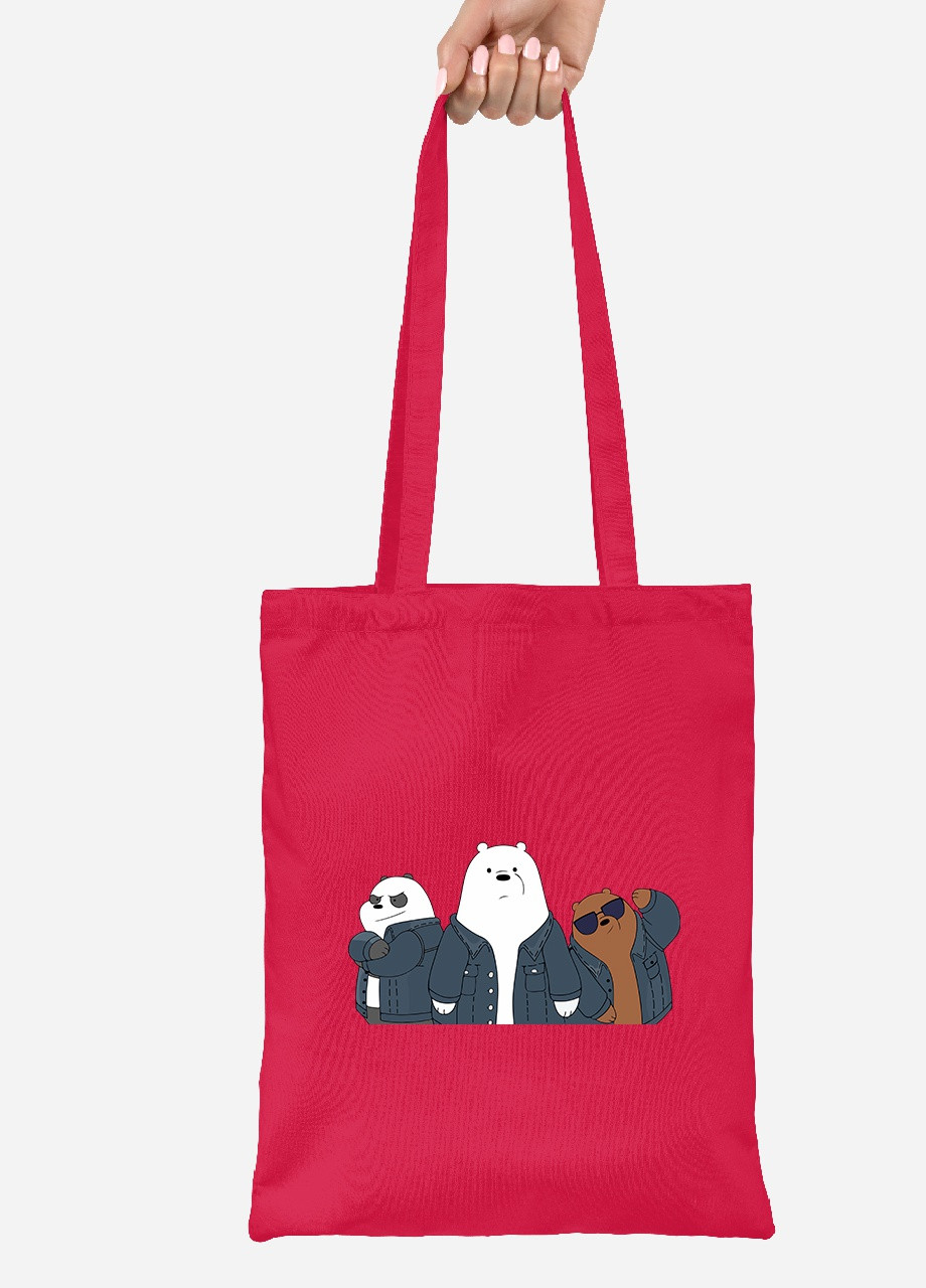 Еко-сумка шоппер Вся правда про ведмедів (We Bare Bears) (92102-2895-RD) червона MobiPrint Lite (256923149)