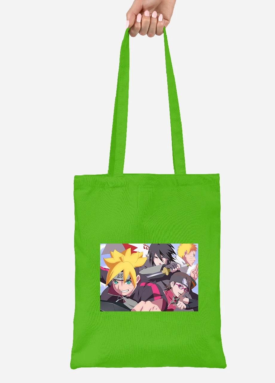 Еко-сумка шоппер Наруто (Naruto) (92102-3106-LM) салатова MobiPrint Lite (256923340)