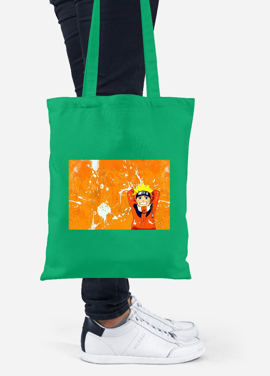 Эко сумка шопер Наруто Узумаки (Naruto Uzumaki) (92102-3114-KG) зеленая MobiPrint Lite (256920955)