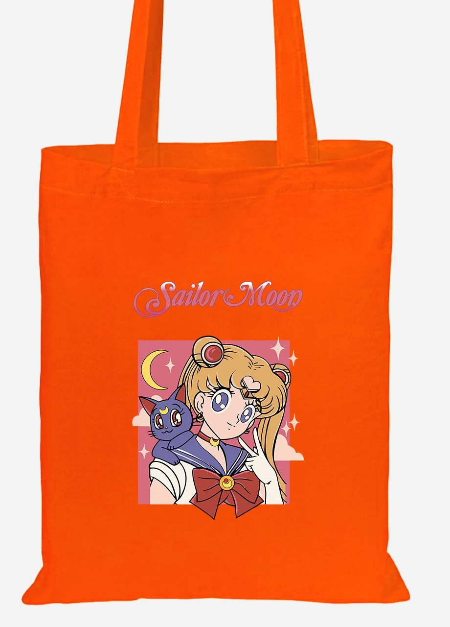 Эко сумка шопер Сейлор Мун (Sailor Moon) (92102-2659-OG) оранжевая MobiPrint Lite (256922403)