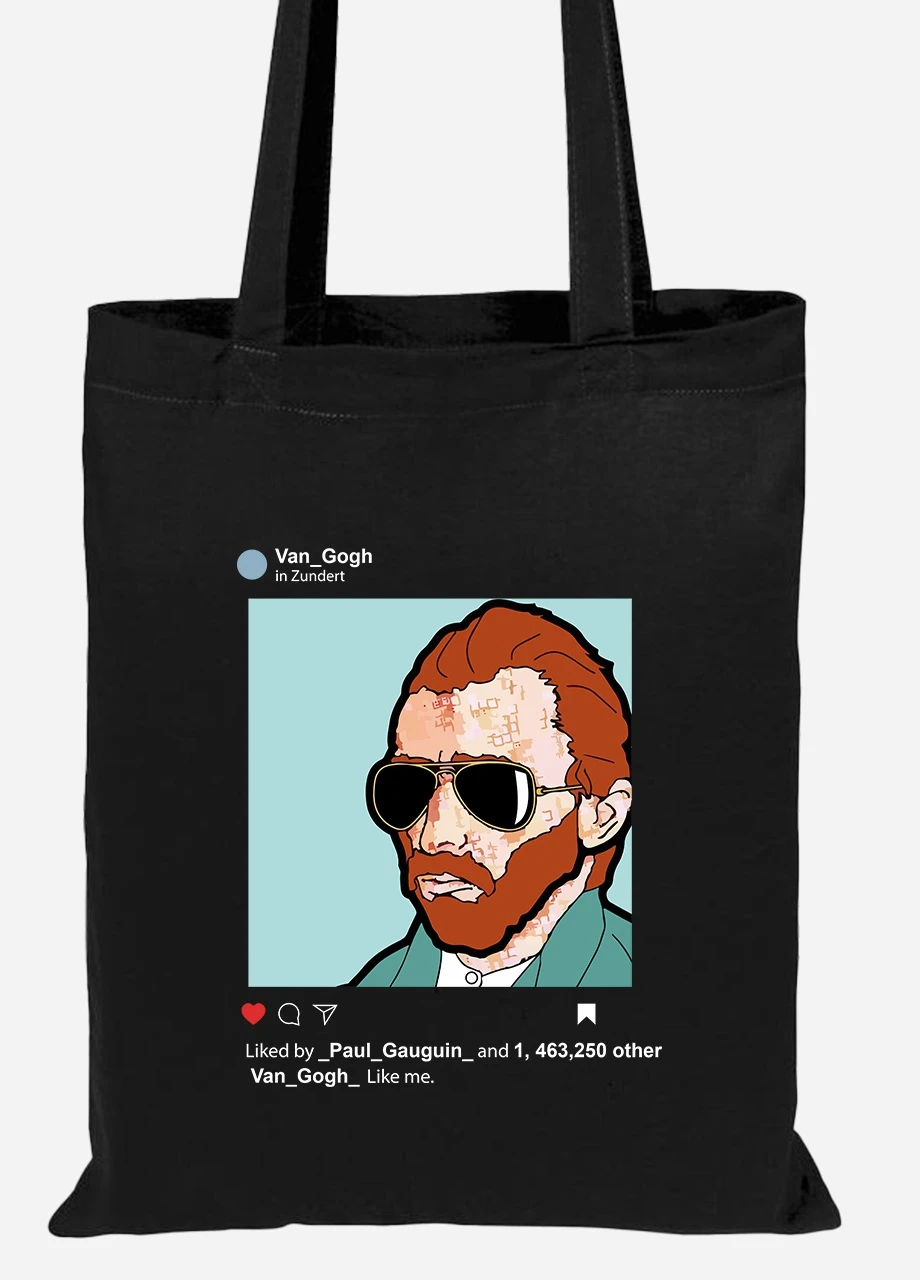 Еко-сумка шоппер Інстаграм Вінсент Ван Гог (Instagram Vincent van Gogh) (92102-2953-BK) чорна MobiPrint Lite (256923692)
