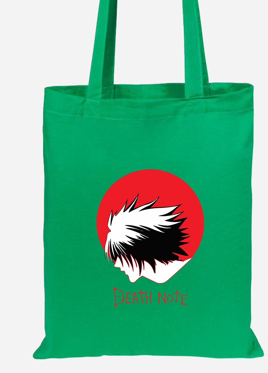 Еко-сумка шоппер Ел Лоулайт Зошит смерті (Death Note) (92102-2653-KG) зелена MobiPrint Lite (256924722)
