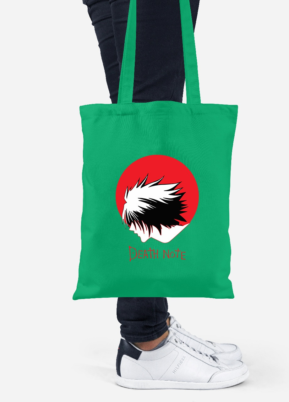 Еко-сумка шоппер Ел Лоулайт Зошит смерті (Death Note) (92102-2653-KG) зелена MobiPrint Lite (256924722)