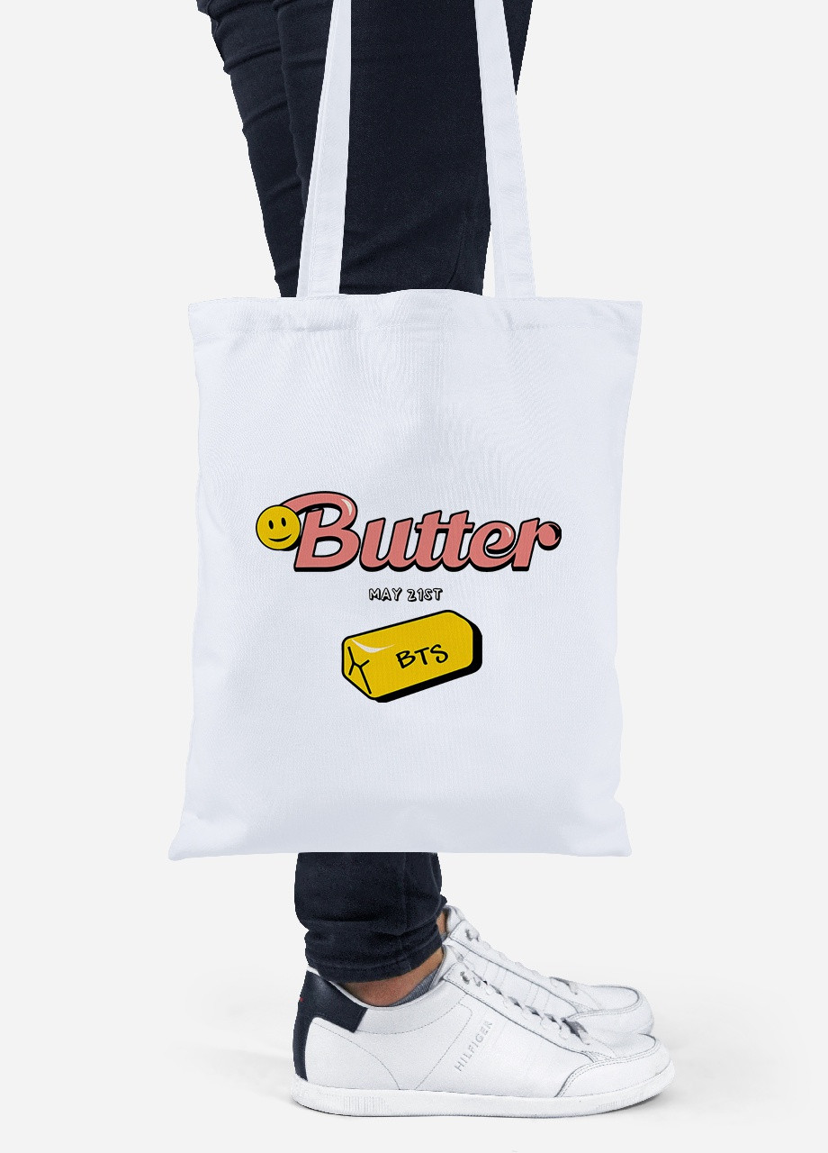 Еко-сумка шоппер Butter БТС (BTS) (92102-3257) біла MobiPrint Lite (256920931)