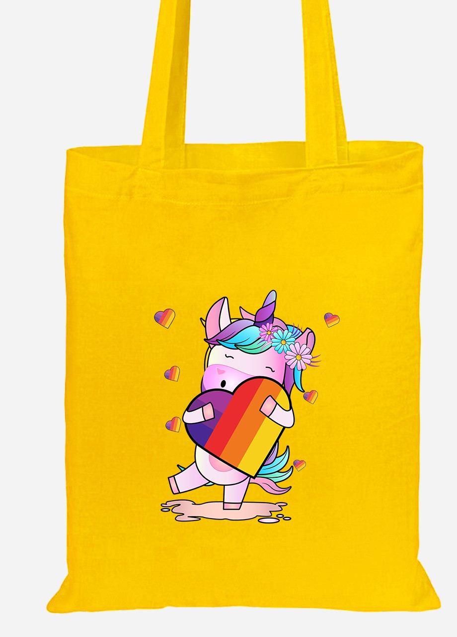 Эко сумка шопер Лайки (Likee) Unicorn (92102-1469-SY) желтая MobiPrint Lite (256921117)