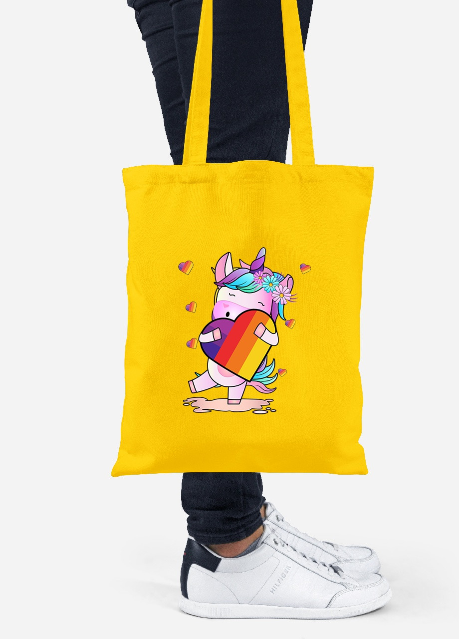 Эко сумка шопер Лайки (Likee) Unicorn (92102-1469-SY) желтая MobiPrint Lite (256921117)