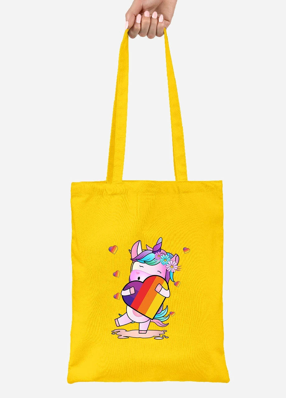 Эко сумка шопер Лайки (Likee) Unicorn (92102-1469-SY) желтая MobiPrint Lite (256921117)