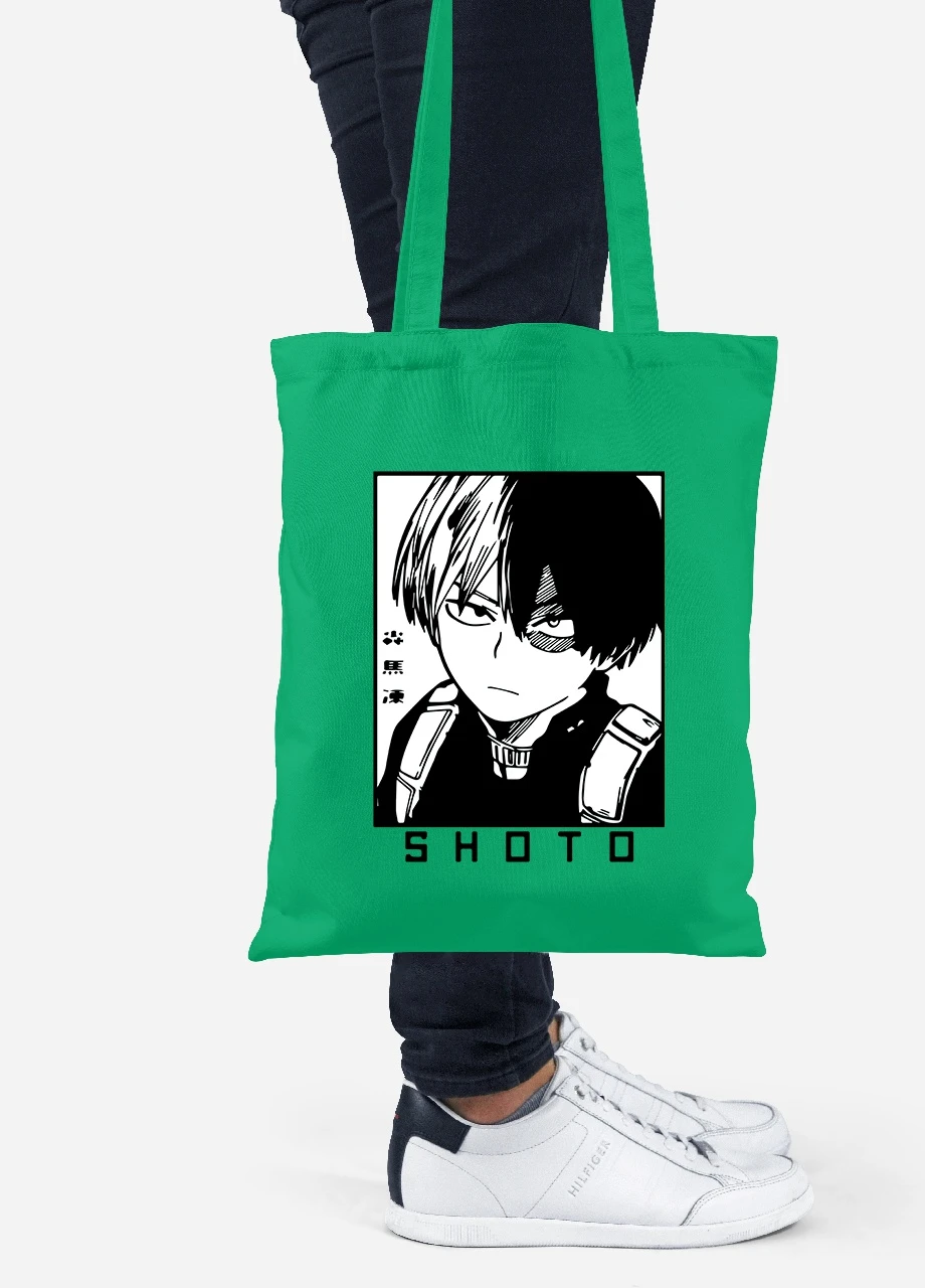 Эко сумка шопер Шото Моя геройская академия ( Shoto My Hero Academia) (92102-3051-KG) зеленая MobiPrint Lite (256920248)