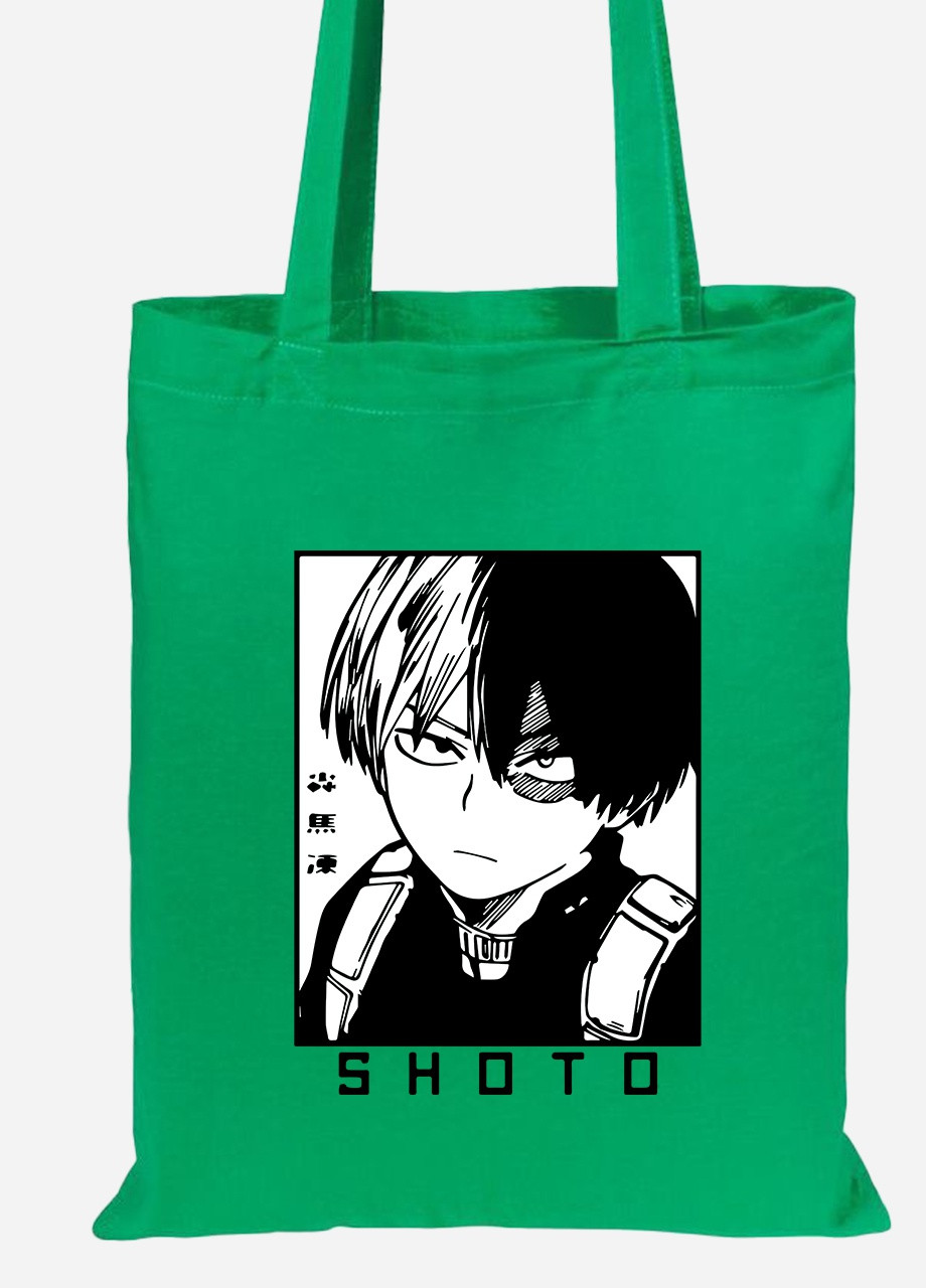 Еко-сумка шоппер Шото Моя геройська академія (Shoto My Hero Academia) (92102-3051-KG) зелена MobiPrint lite (256920248)