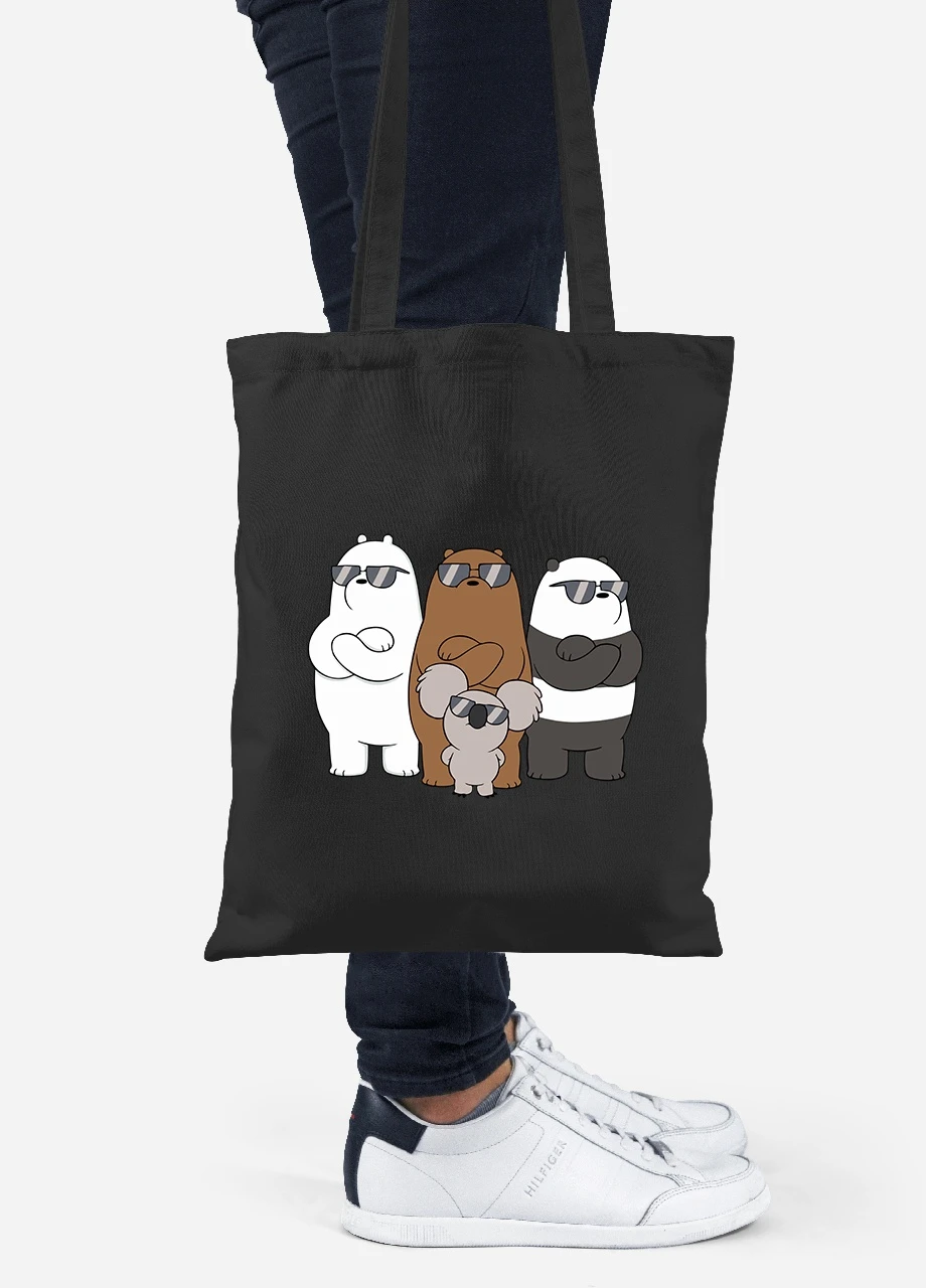 Эко сумка шопер Вся правда о медведях (We Bare Bears) (92102-2892-BK) черная MobiPrint Lite (256923486)