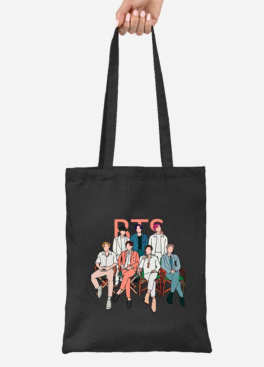Эко сумка шопер БТС (BTS) (92102-3264-BK) черная MobiPrint Lite (256923945)