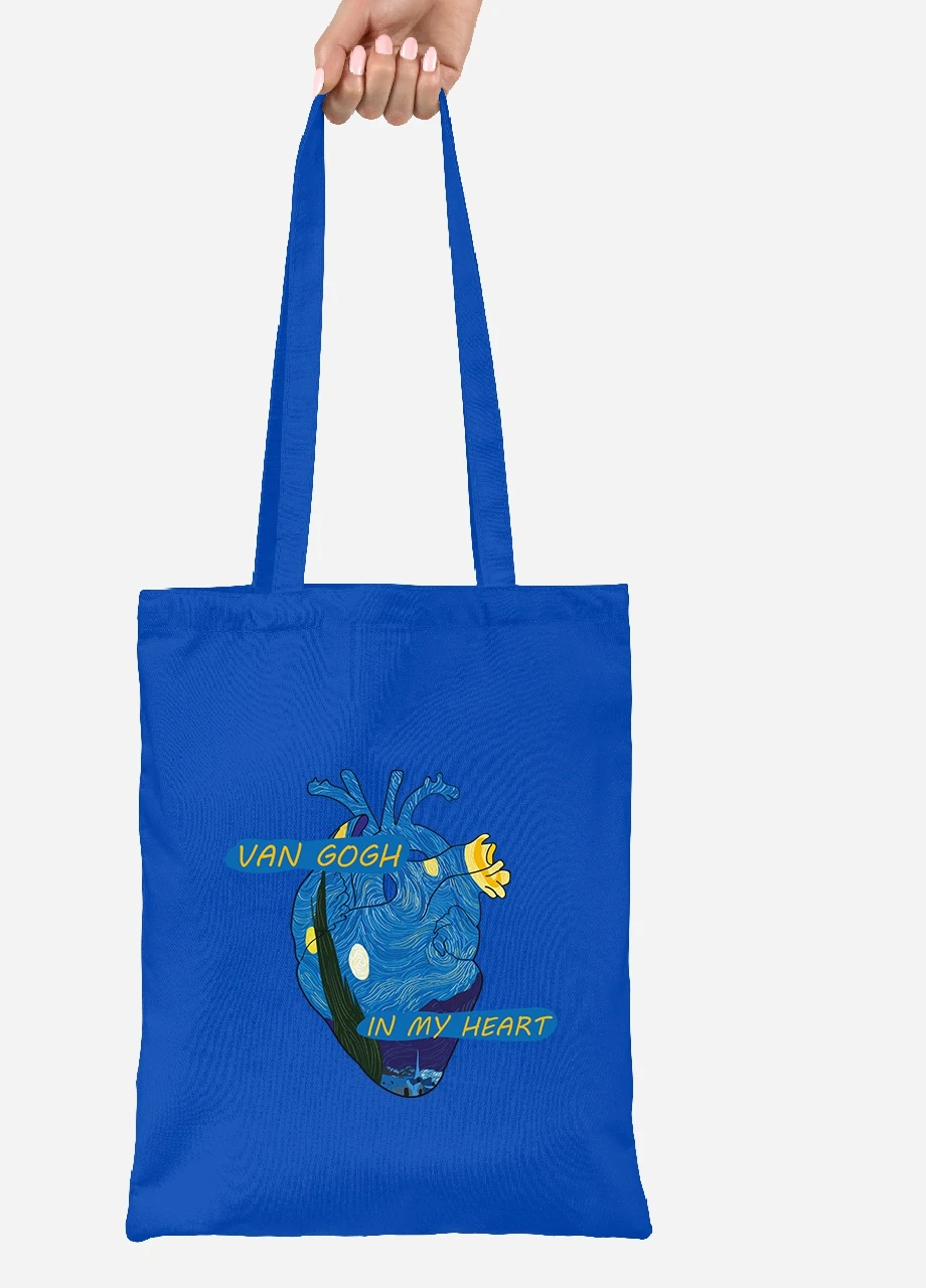 Эко сумка шопер Сердце Винсент Ван Гог (Vincent van Gogh) (92102-2950-SK) голубая MobiPrint Lite (256924611)