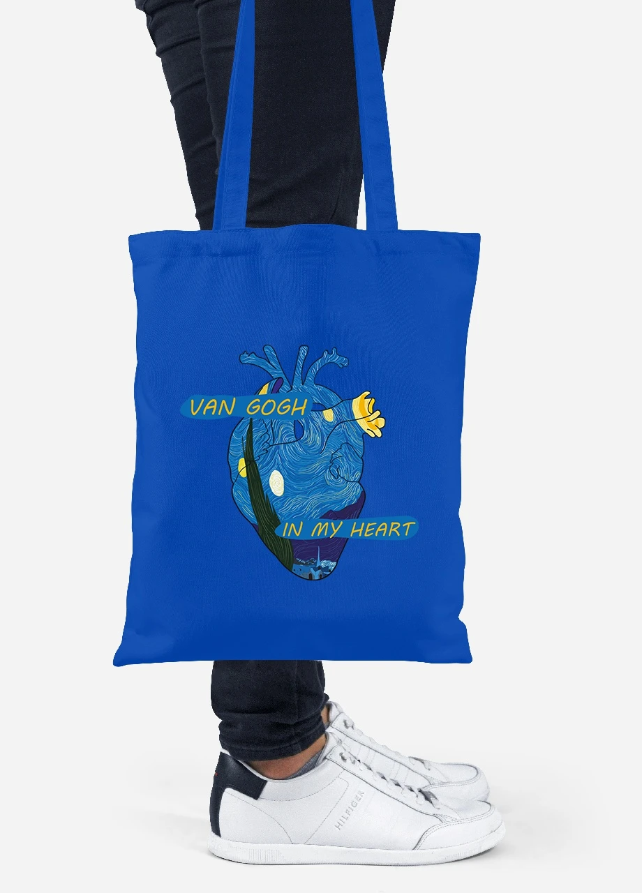 Эко сумка шопер Сердце Винсент Ван Гог (Vincent van Gogh) (92102-2950-SK) голубая MobiPrint Lite (256924611)