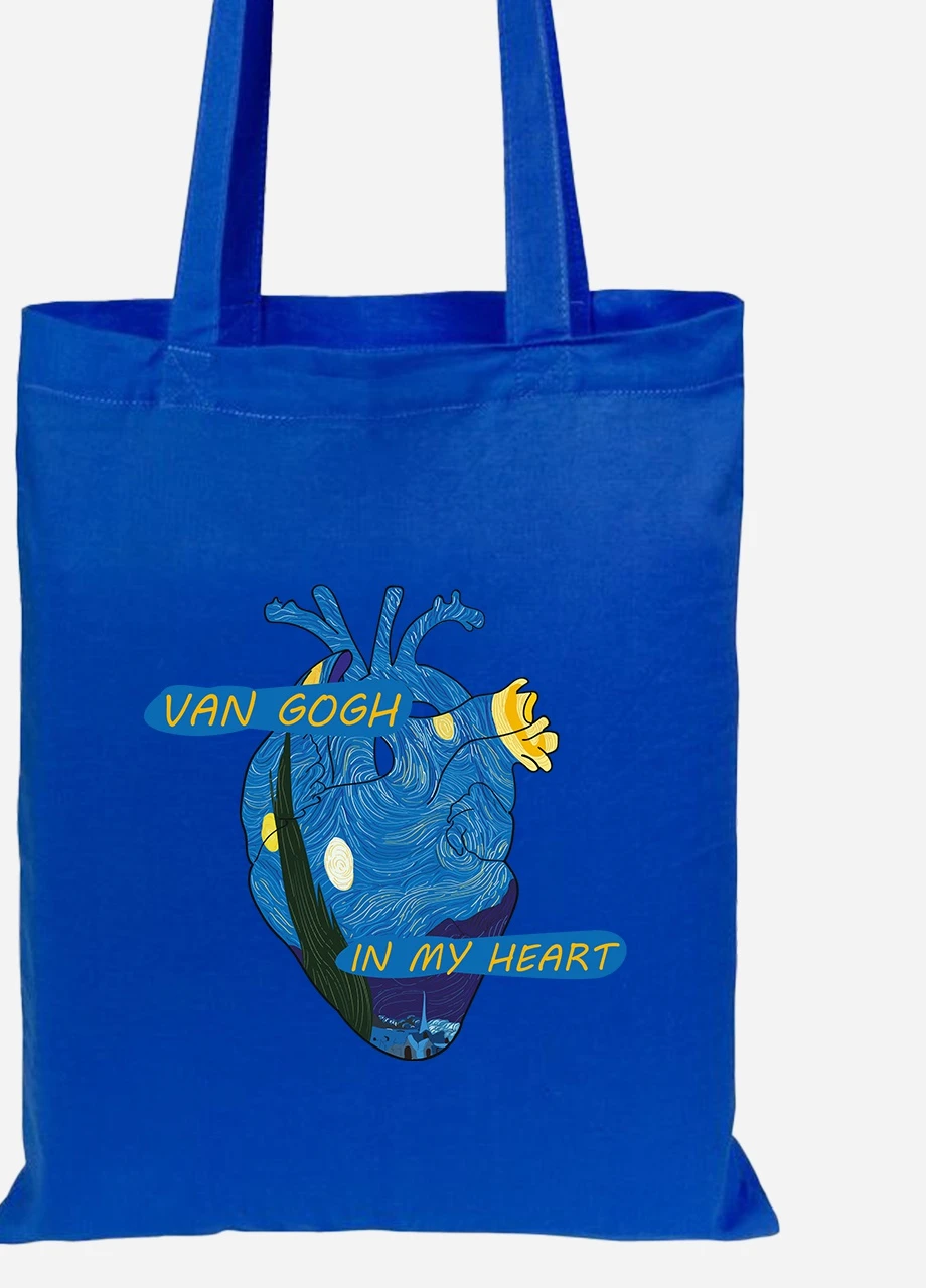 Эко сумка шопер Сердце Винсент Ван Гог (Vincent van Gogh) (92102-2950-SK) голубая MobiPrint Lite (256924611)