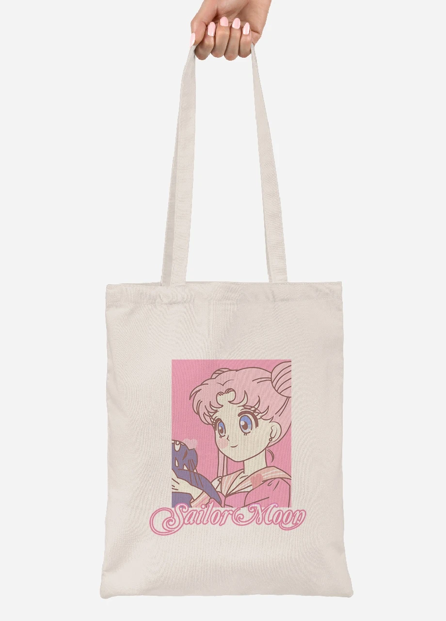 Эко сумка шопер Сейлор Мун (Sailor Moon) (92102-2914-BG) бежевая MobiPrint Lite (256924080)