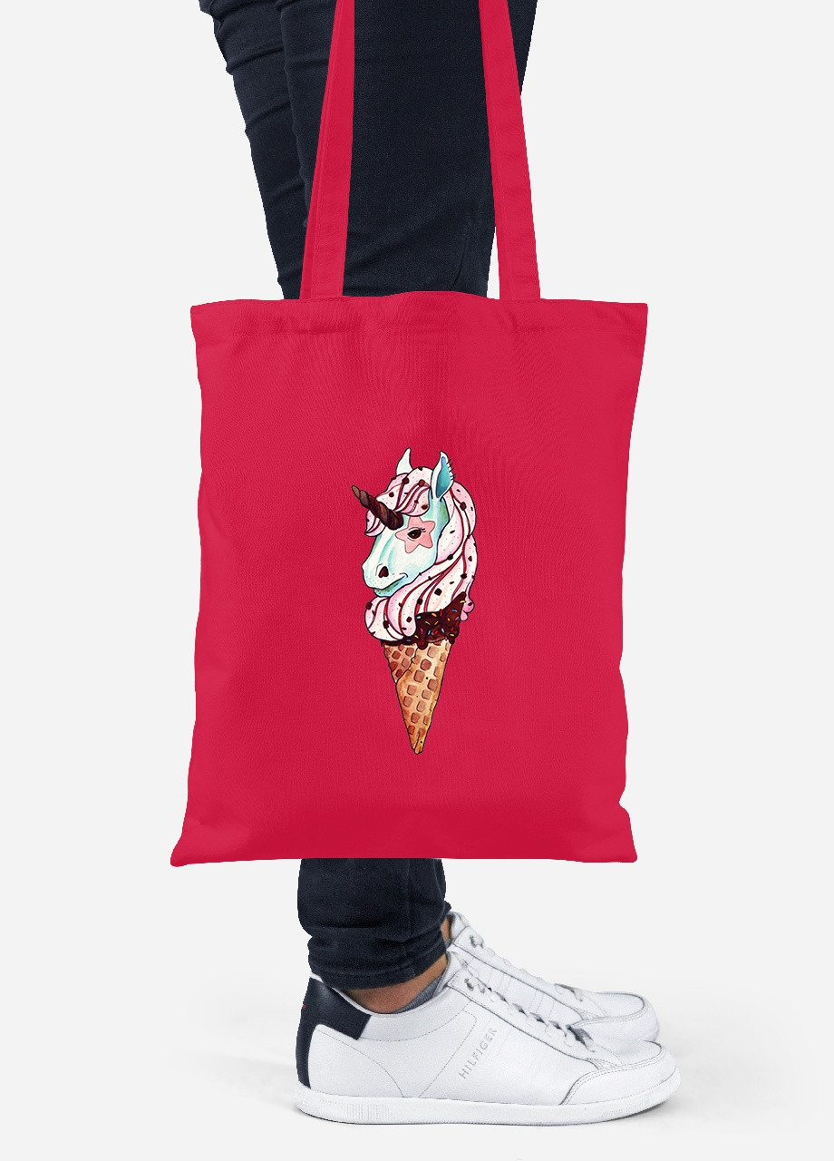 Еко-сумка шоппер морожко єдиноріг (92102-1492-RD) червона MobiPrint Lite (256922216)