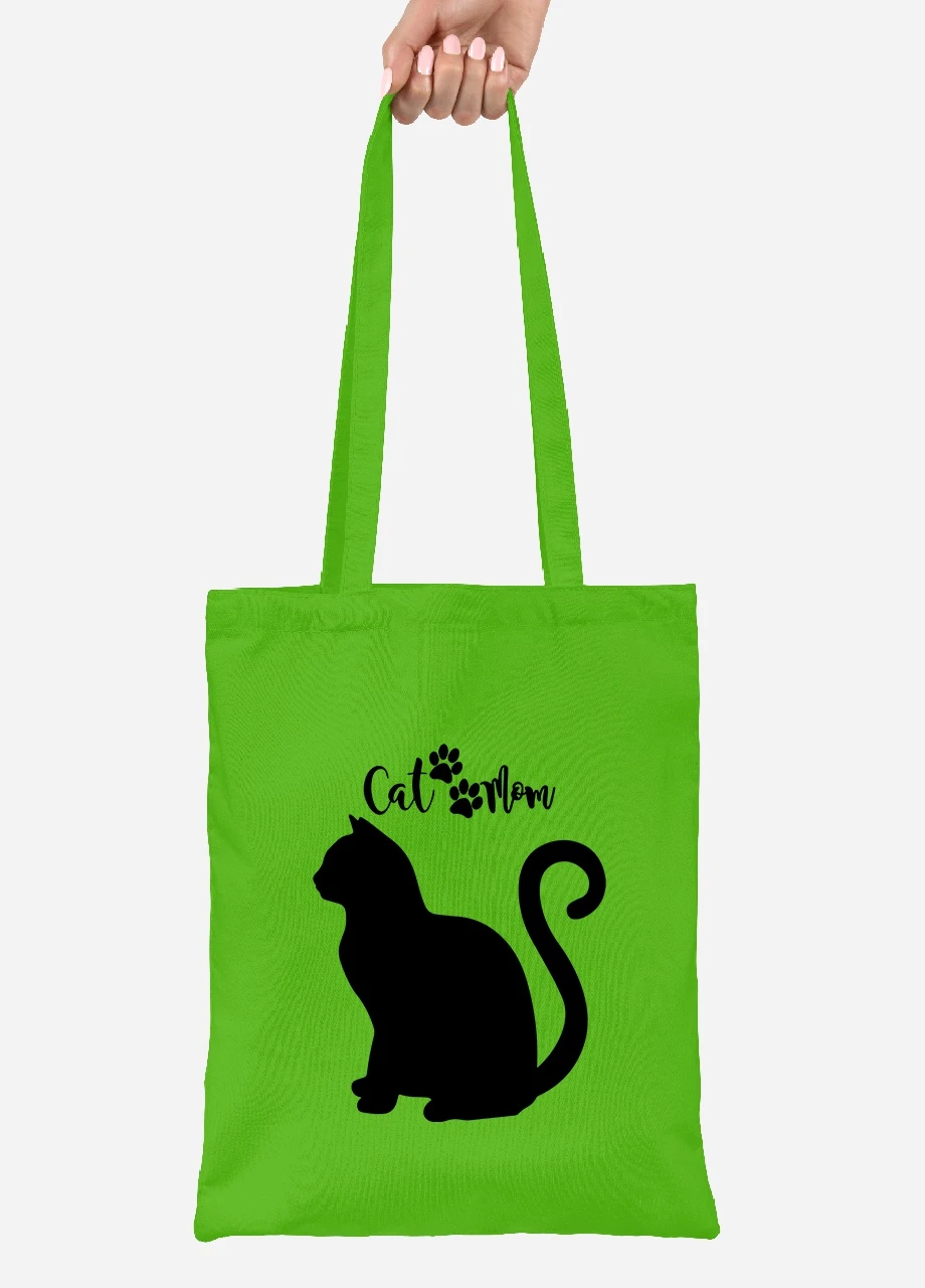 Эко сумка шопер Cat Mom (92102-2840-LM) салатовая MobiPrint Lite (256922984)