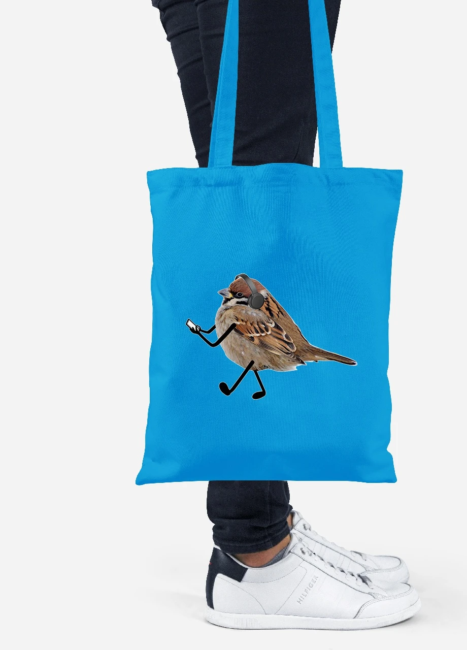 Еко-сумка шоппер Птахи SWAG (92102-1539-BL) синя MobiPrint Lite (256923453)
