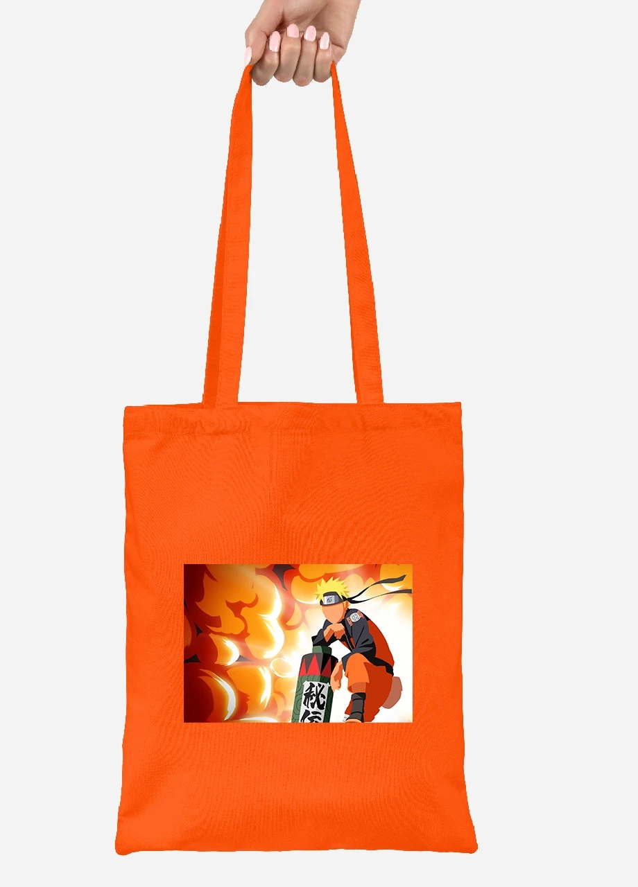 Эко сумка шопер Наруто Узумаки (Naruto Uzumaki) (92102-3112-OG) оранжевая MobiPrint Lite (256921461)