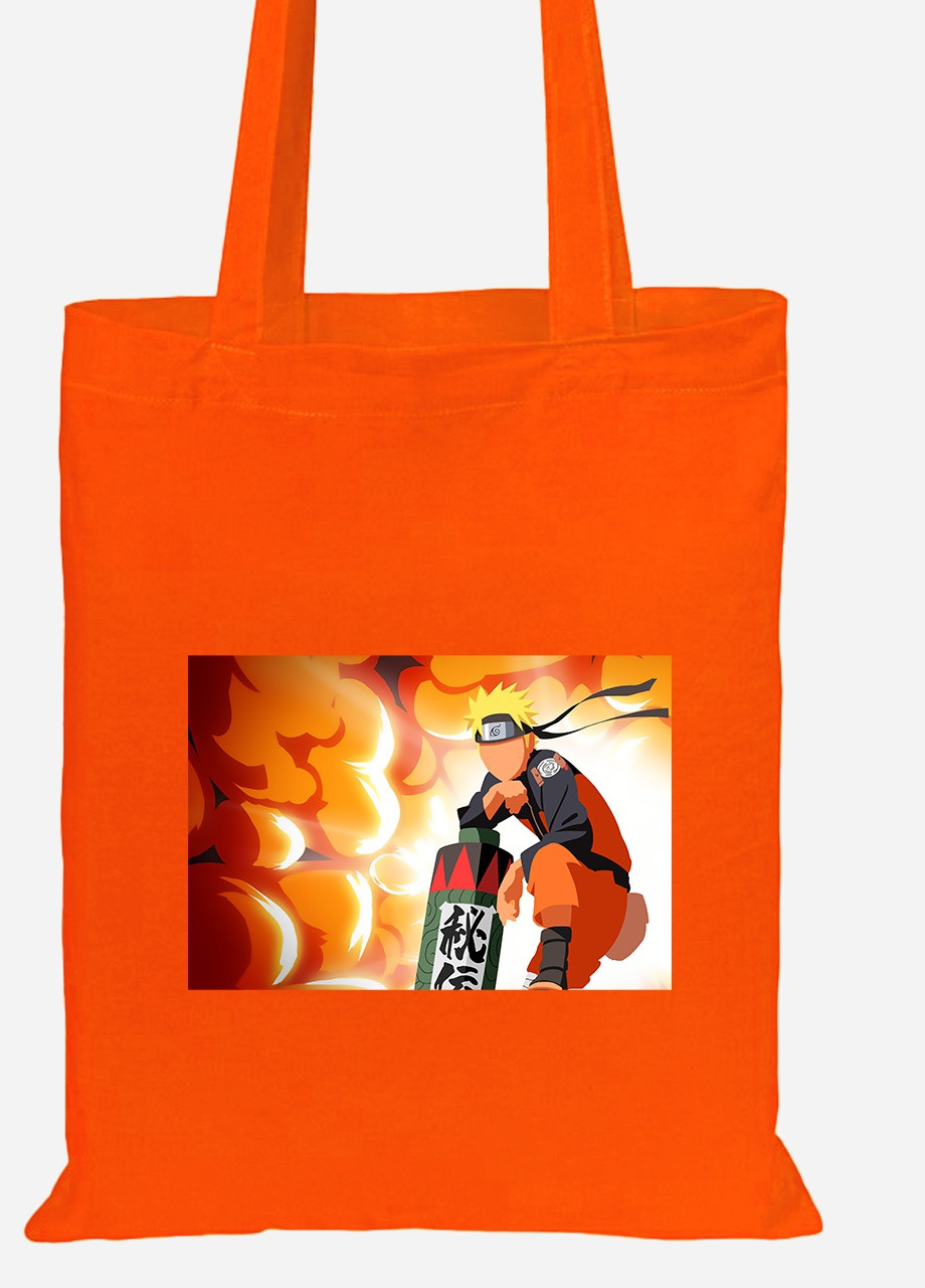 Эко сумка шопер Наруто Узумаки (Naruto Uzumaki) (92102-3112-OG) оранжевая MobiPrint Lite (256921461)