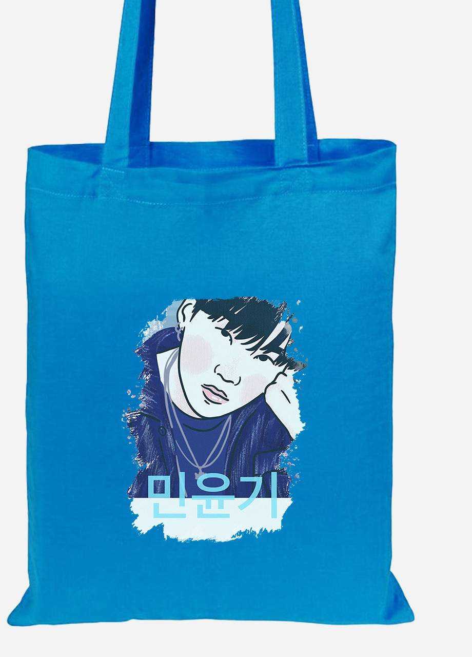 Еко-сумка шоппер Мін Юнгі БТС (Min Yoongi BTS) (92102-3260-BL) синя MobiPrint Lite (256924902)