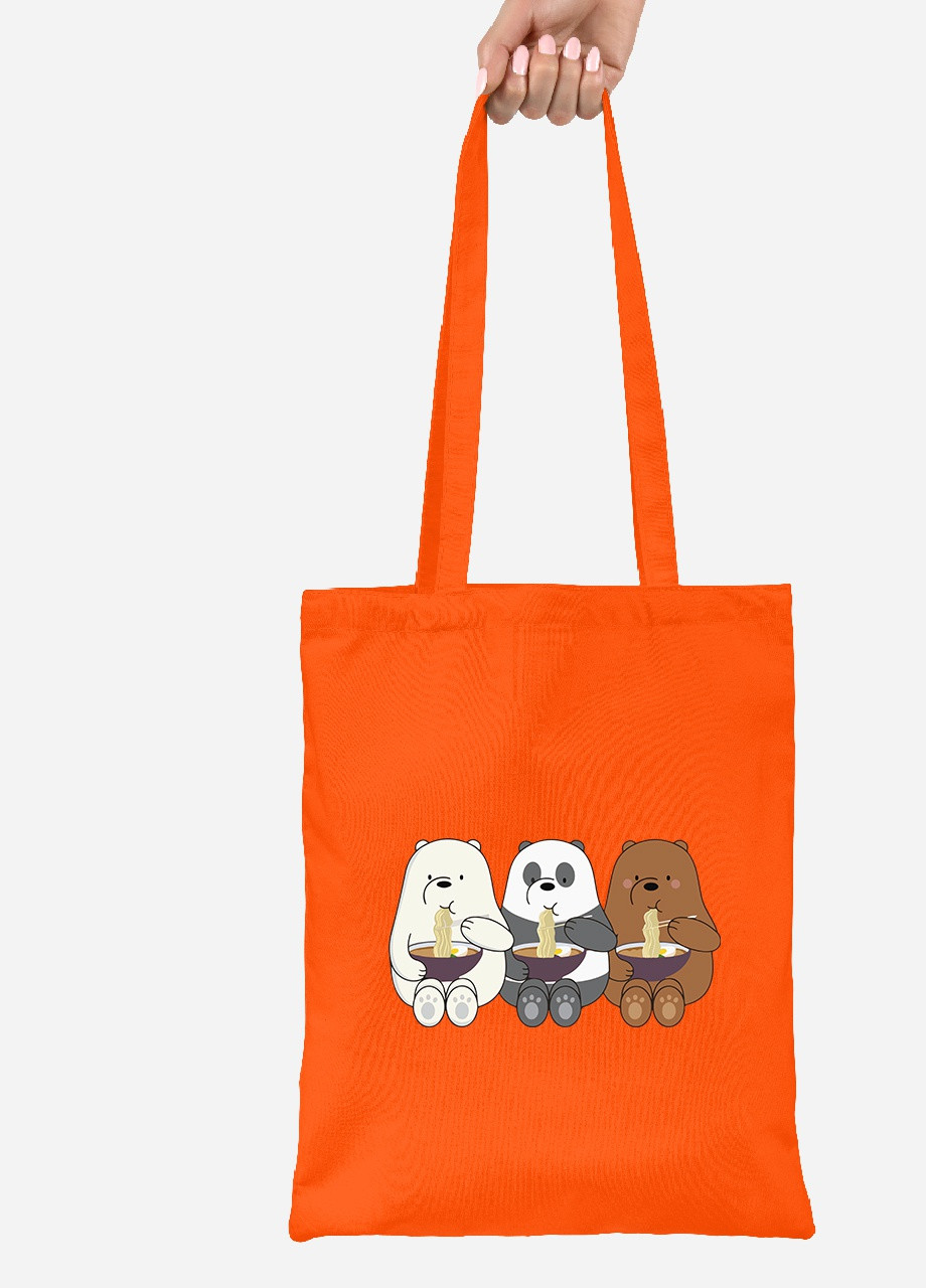 Еко-сумка шоппер Вся правда про ведмедів (We Bare Bears) (92102-2897-OG) помаранчева MobiPrint Lite (256923096)