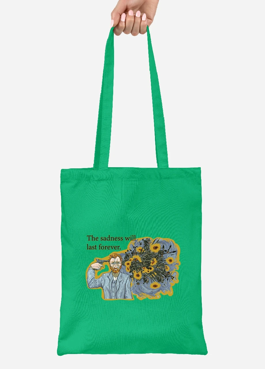 Еко-сумка шоппер Вінсент Ван Гог (Vincent van Gogh) (92102-2955-KG) зелена MobiPrint Lite (256922469)