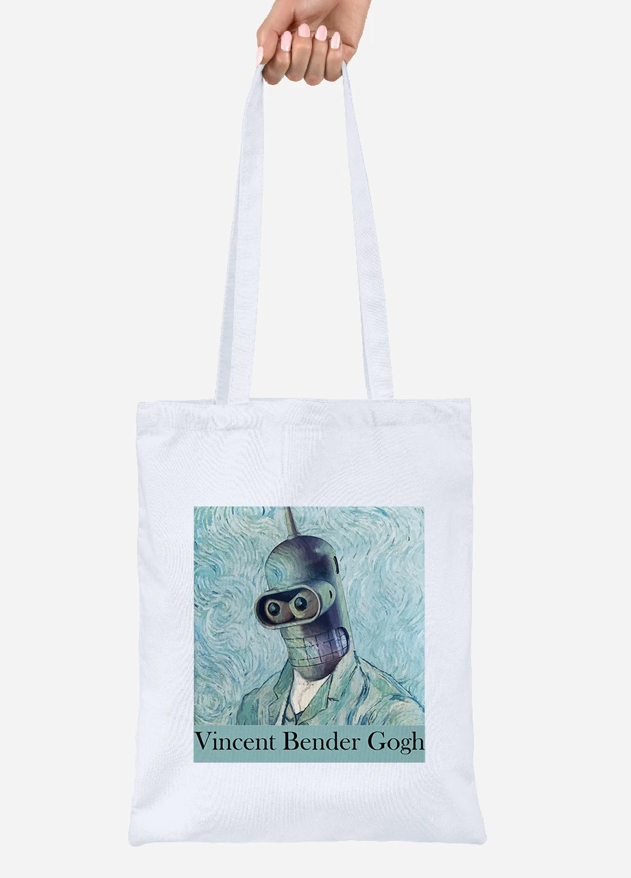 Эко сумка шопер Винсент Ван Гог Бендер (Vincent van Gogh Bender) (92102-2956) белая MobiPrint Lite (256924303)